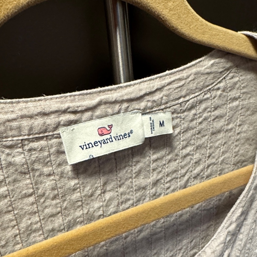 Vineyard Vines Linen Womens' Tan/Pebble Gray Tunic Cover-Up Dress Size M - Picture 5 of 10